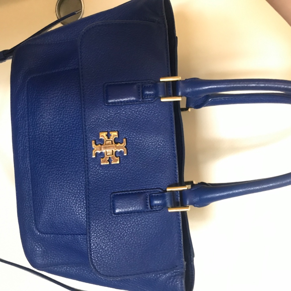 Tory Burch Blue Pebbled Leather Satchel - Picture 14 of 14